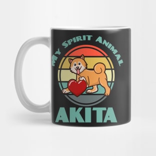 Akita Inu My Spirit Animal Dog puppy Lover Cute Sunser Retro Mug